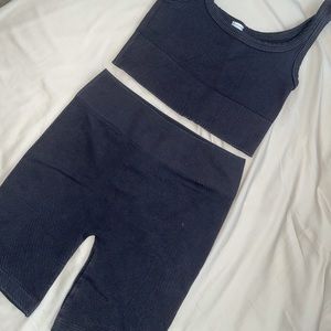 Seamless Ribbed High Waist Biker Short + Top SET